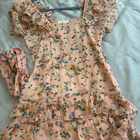 Loveshackfancy Kimbra ruffle floral peach orange floral size 4 - Picture 5 of 16